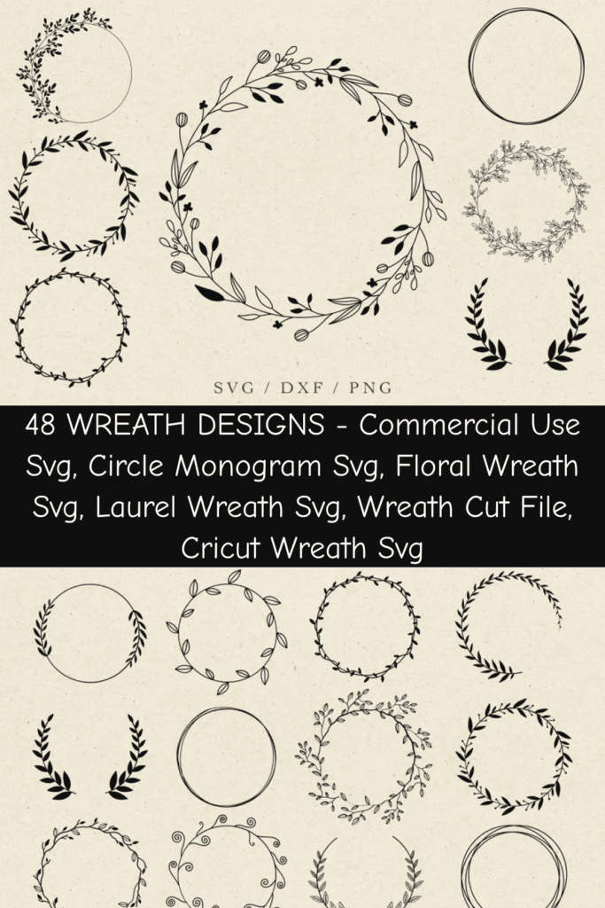 48 Wreath Designs - Commercial Use SVG – MasterBundles