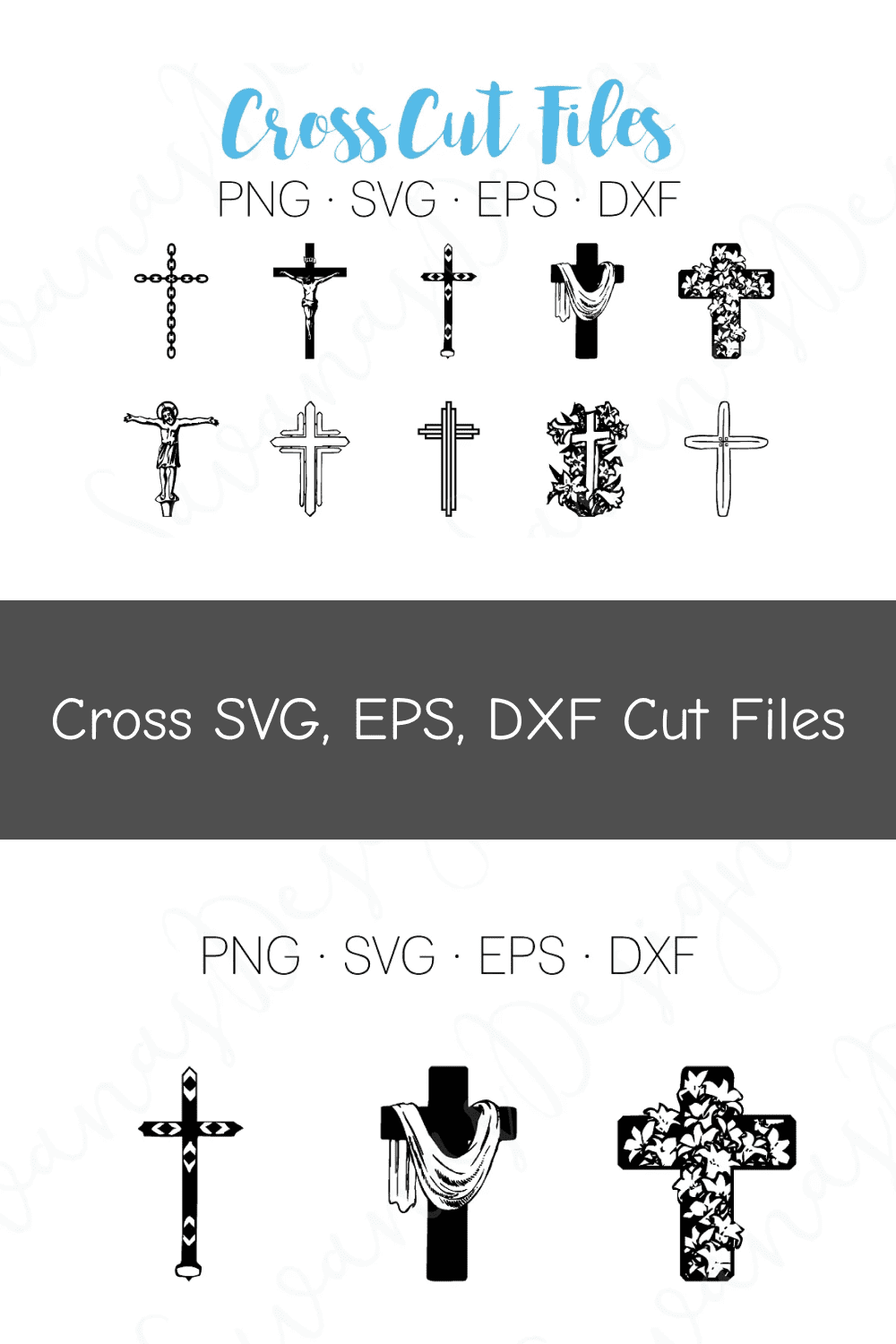 Cross SVG, EPS, DXF Cut Files.