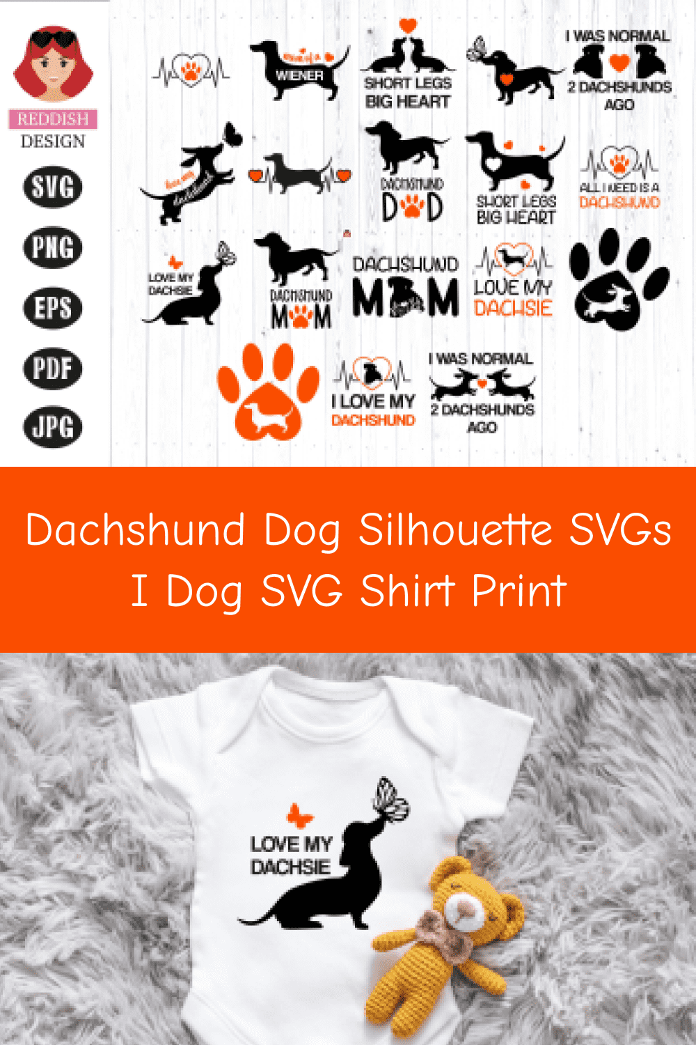 Dachshund Dog Silhouette SVGs I Dog SVG Shirt Print.