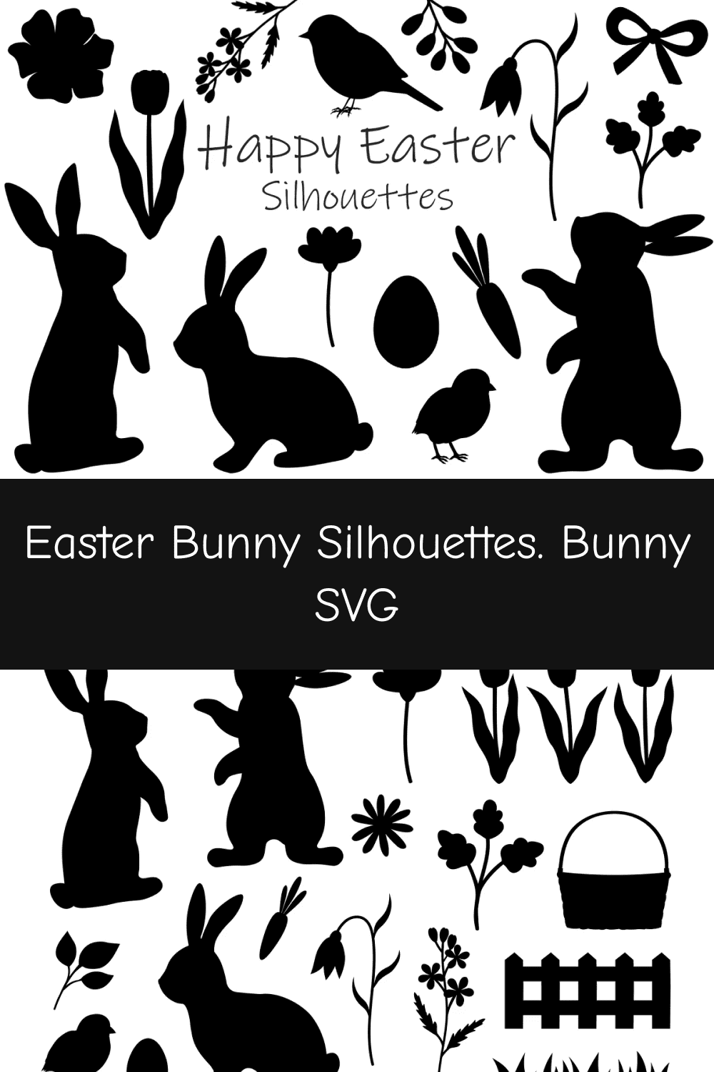 Easter Bunny Silhouettes. Bunny SVG.