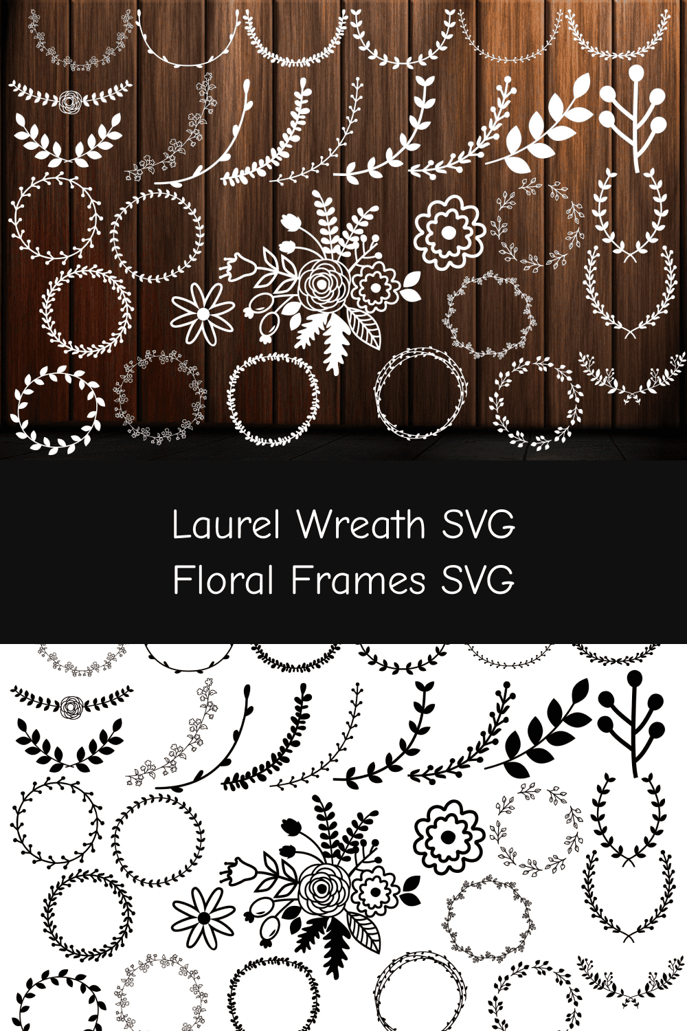 Laurel Wreath SVG, Floral Frames SVG.