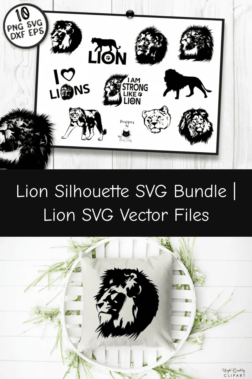 03 lion silhouette svg bundle lion svg vector files pinterest