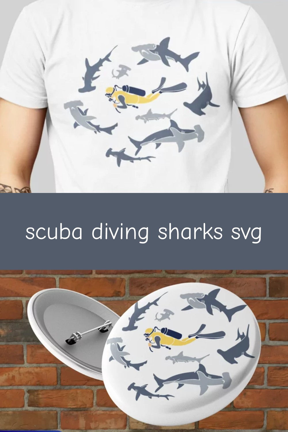 03 scuba diving sharks svg pinterest