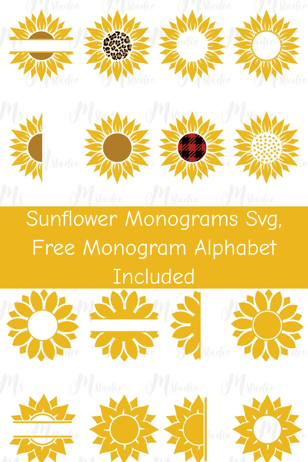 03 sunflower monograms svg free monogram alphabet included pinterest