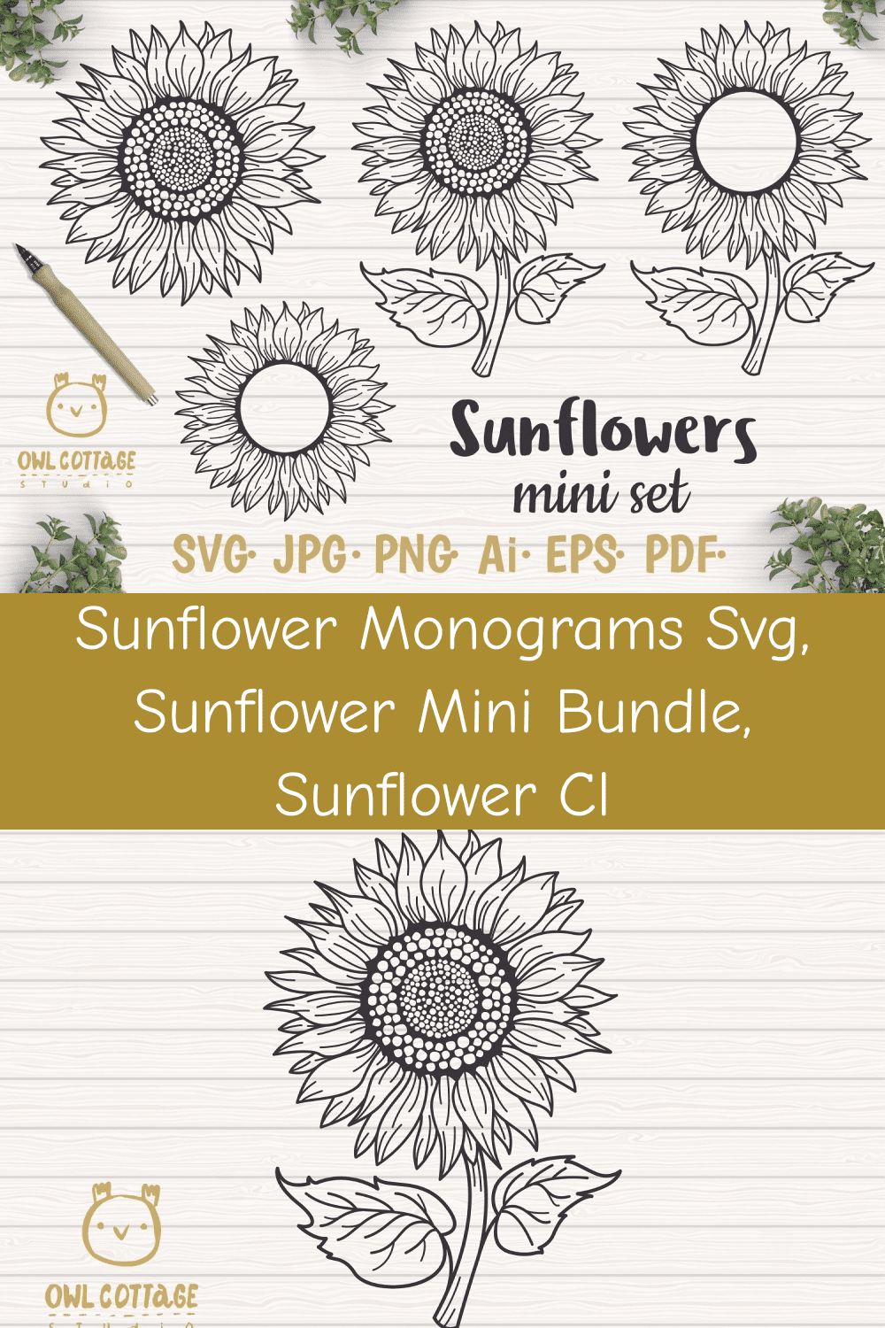 03 sunflower monograms svg sunflower mini bundle sunflower cl pinterest