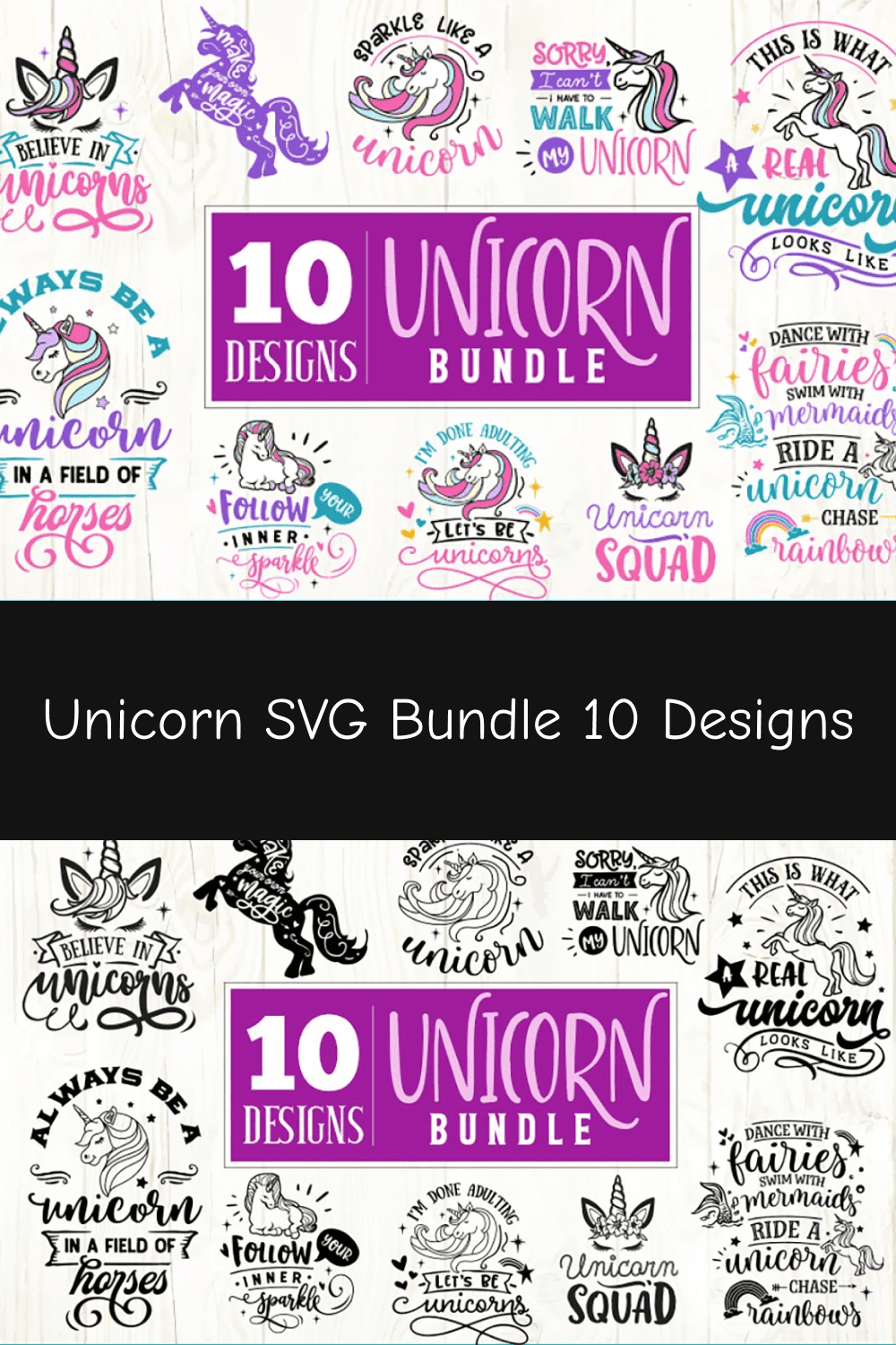 Unicorn SVG bundle 10 designs.