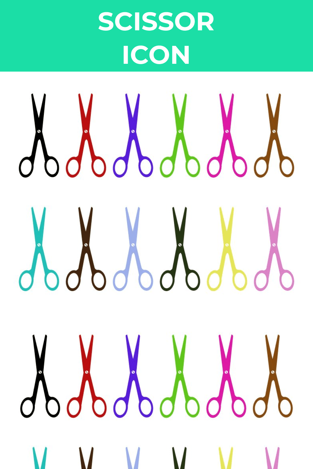 Colorful color collection of scissor Icon.