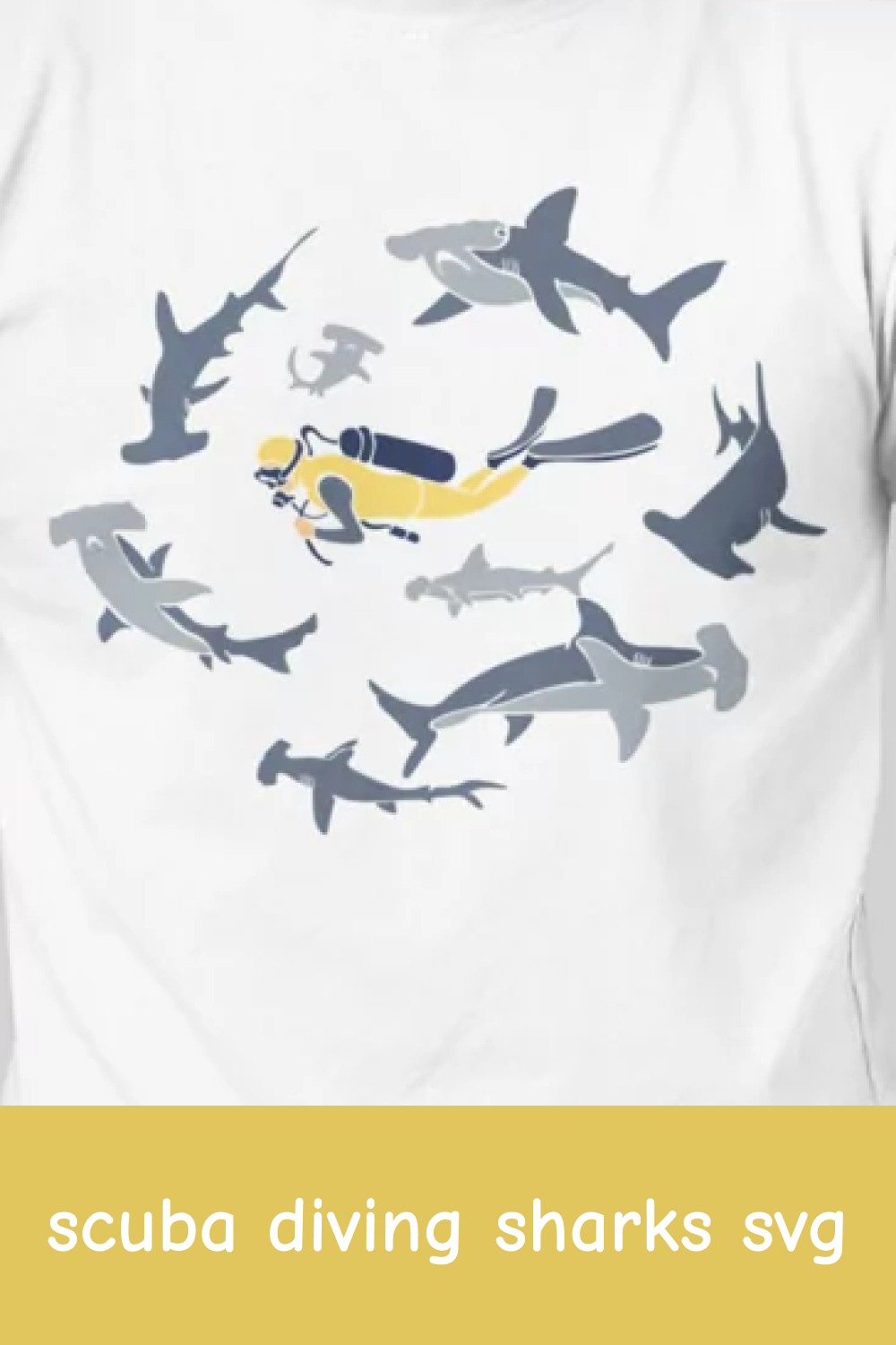Scuba Diving Sharks SVG.