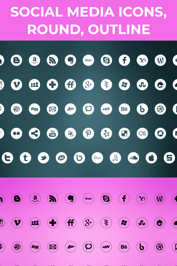 Social Media Icons, Round, Outline – MasterBundles