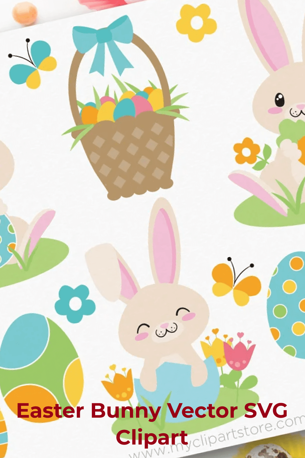 Easter Bunny Vector SVG Clipart.