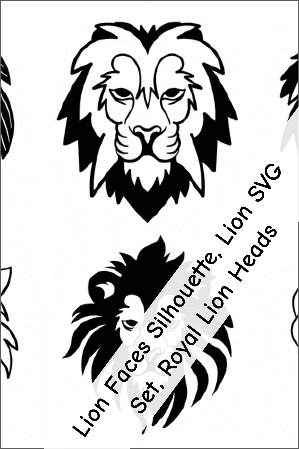 05 lion faces silhouette lion svg set royal lion heads 1000x1500 1