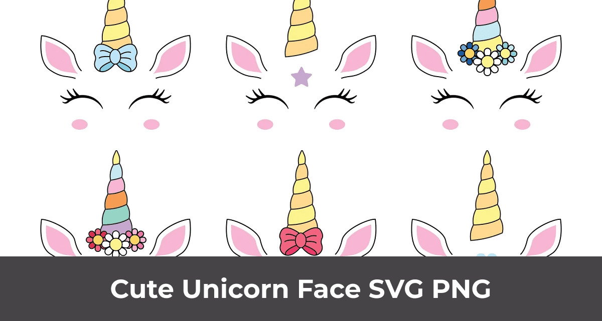 Cute Unicorn Face SVG PNG - MasterBundles