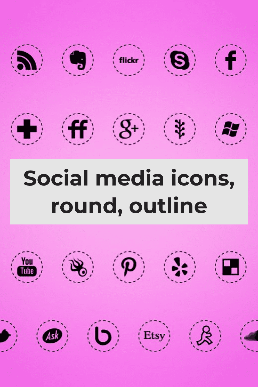 Social Media Icons, Round, Outline.
