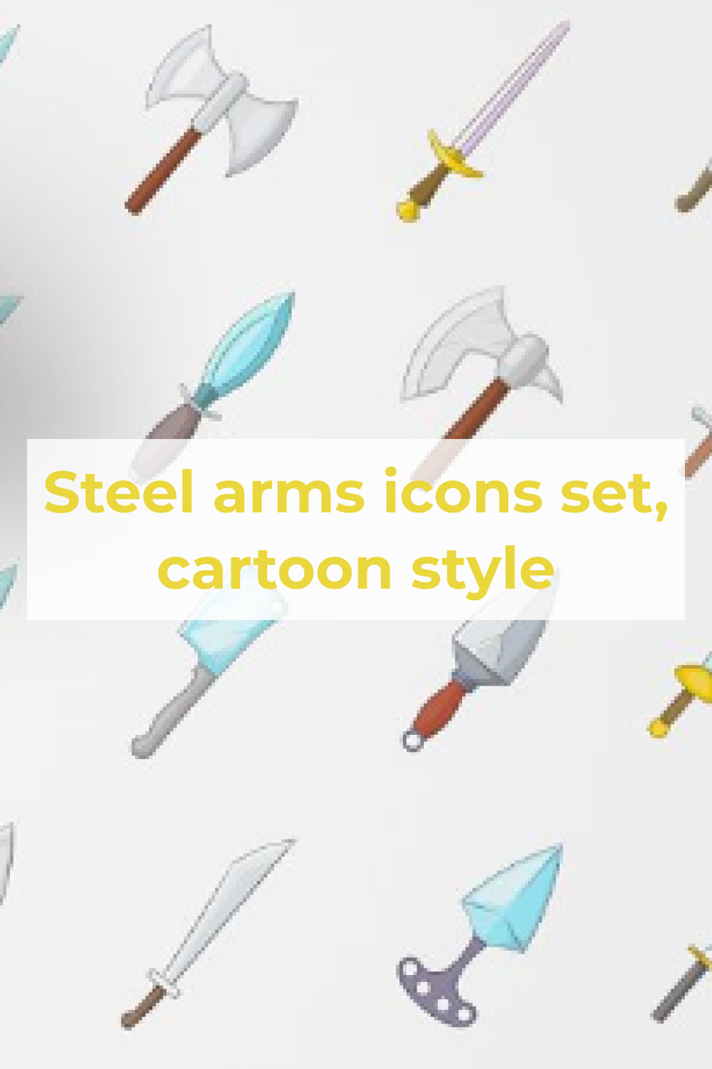 Steel Arms Icons Set, Cartoon Style.