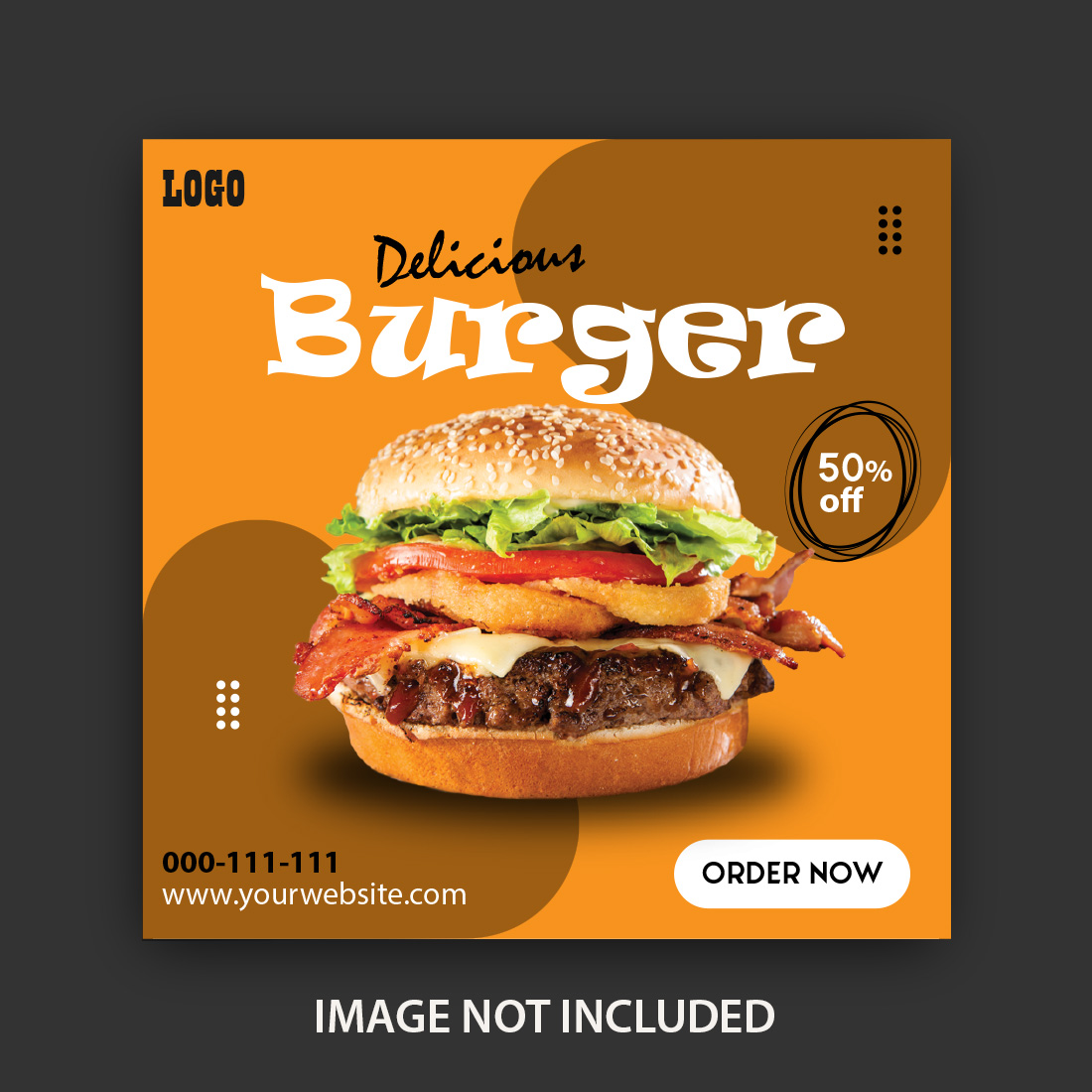 Delicious burger and food menu social media banner design.