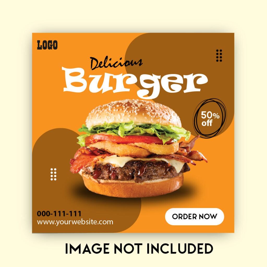 Delicious burger and food menu social media banner design. - MasterBundles