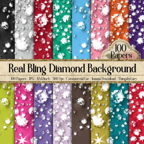 100 Bling Bling Real Diamond Background Digital Papers.