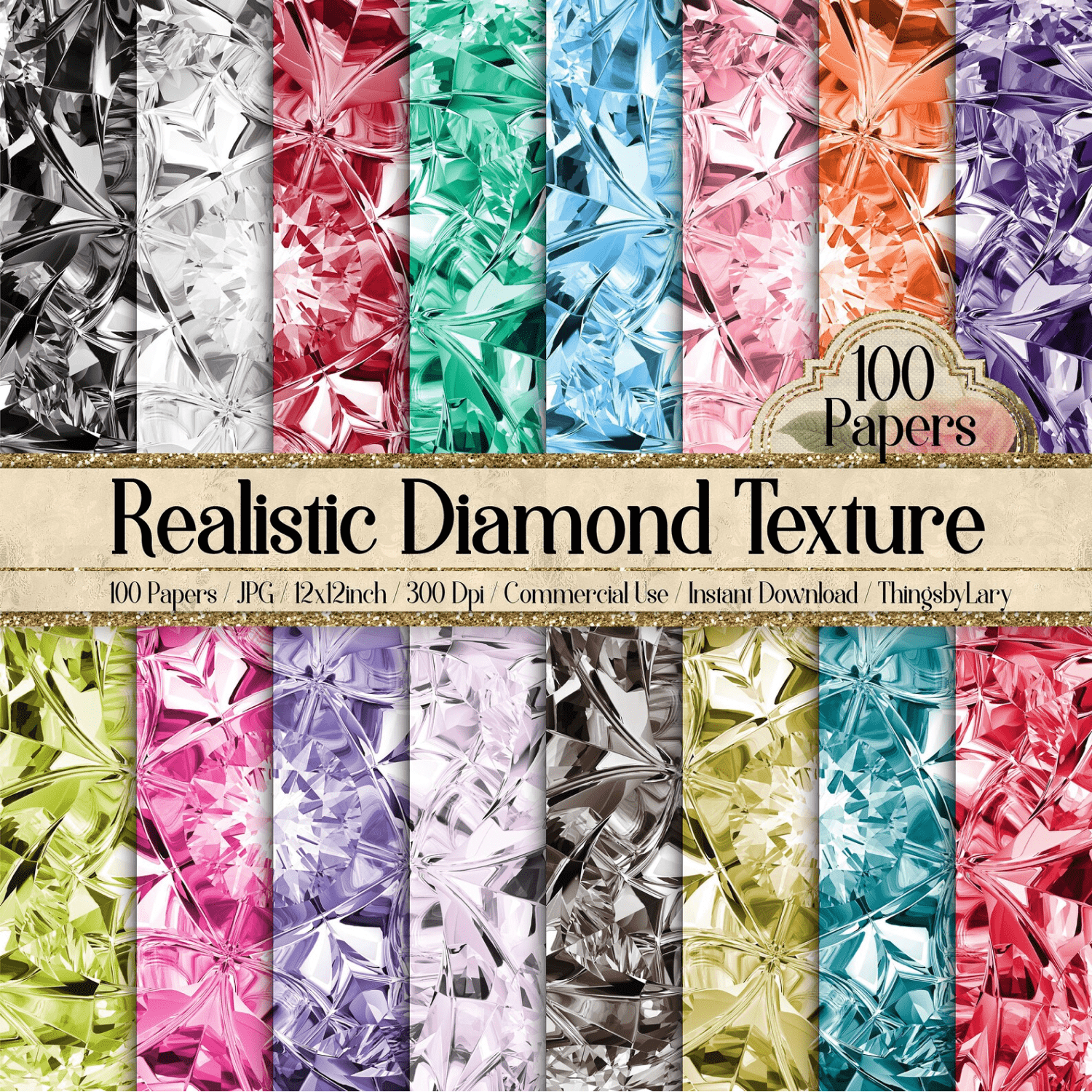 100 Real Diamond Texture Papers 12inch.