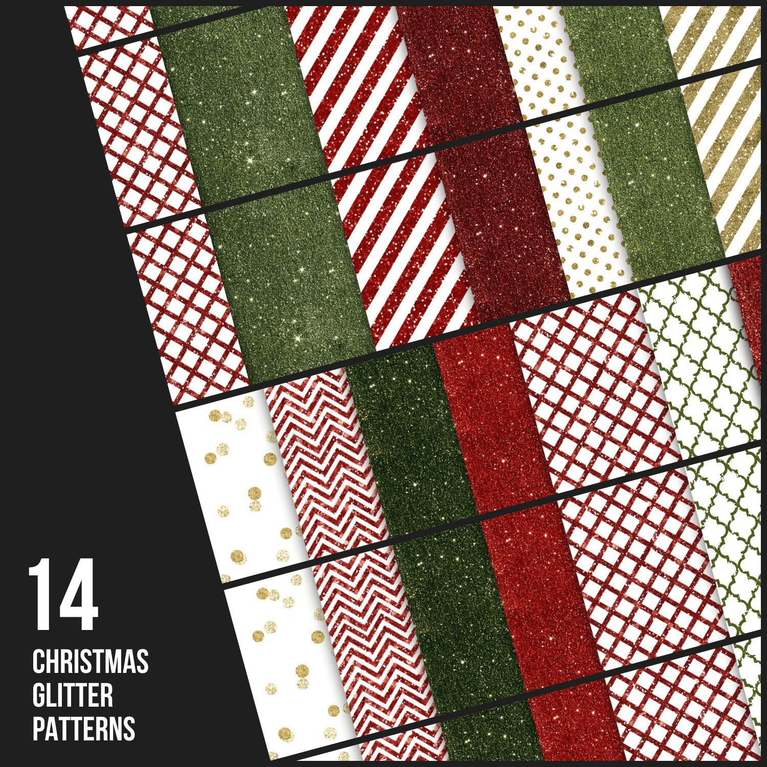 14 Christmas glitter patterns.