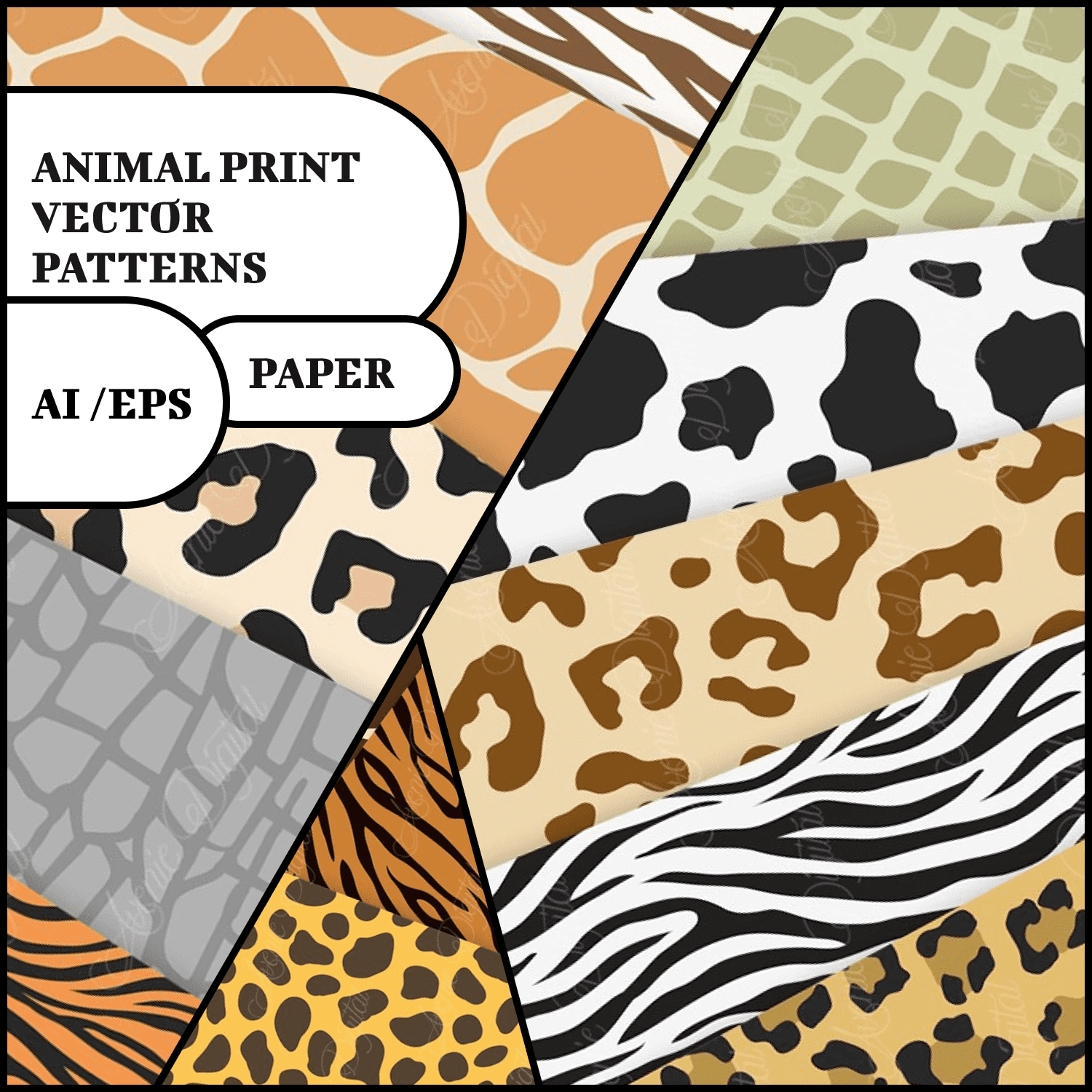 Vector Animal Prints Digital Paper Backgrounds Wild Animal 
