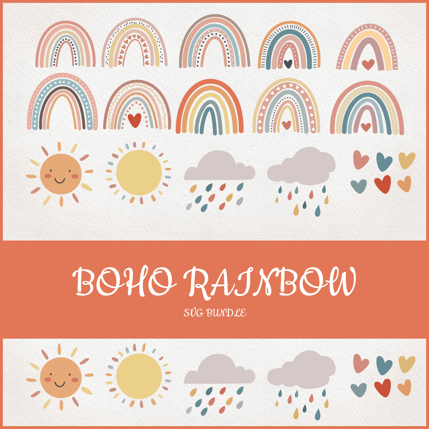 Boho Rainbow SVG bundle.