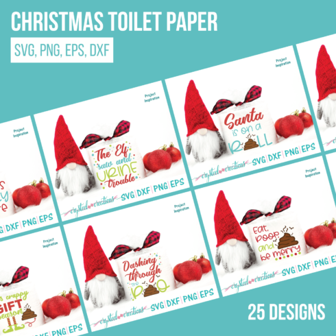 Christmas Toilet Paper 25 designs SVG.