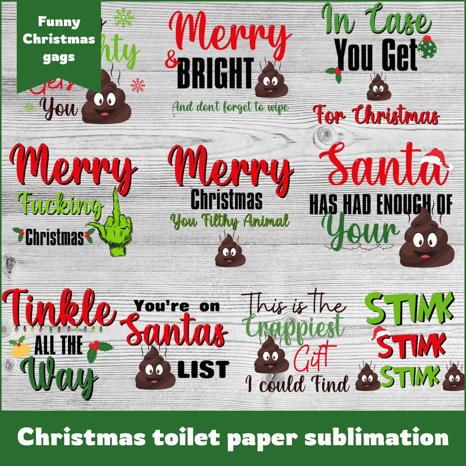 Christmas toilet paper sublimation.