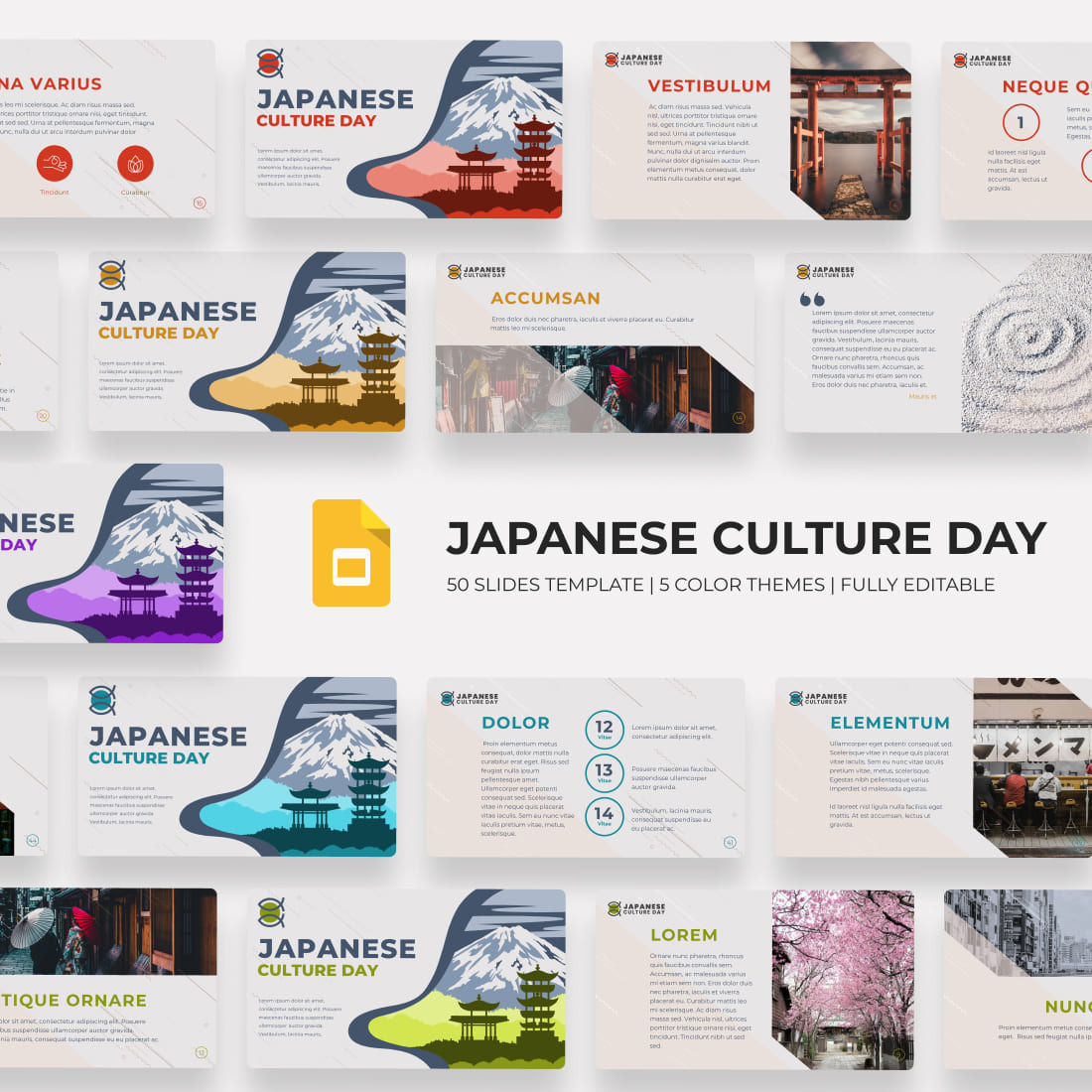 Culture Japan Google Slides Theme main cover.