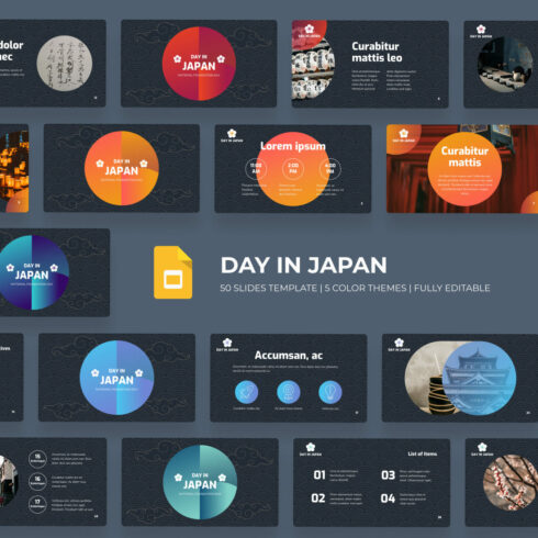 Day in japan Google Slides Theme main cover.