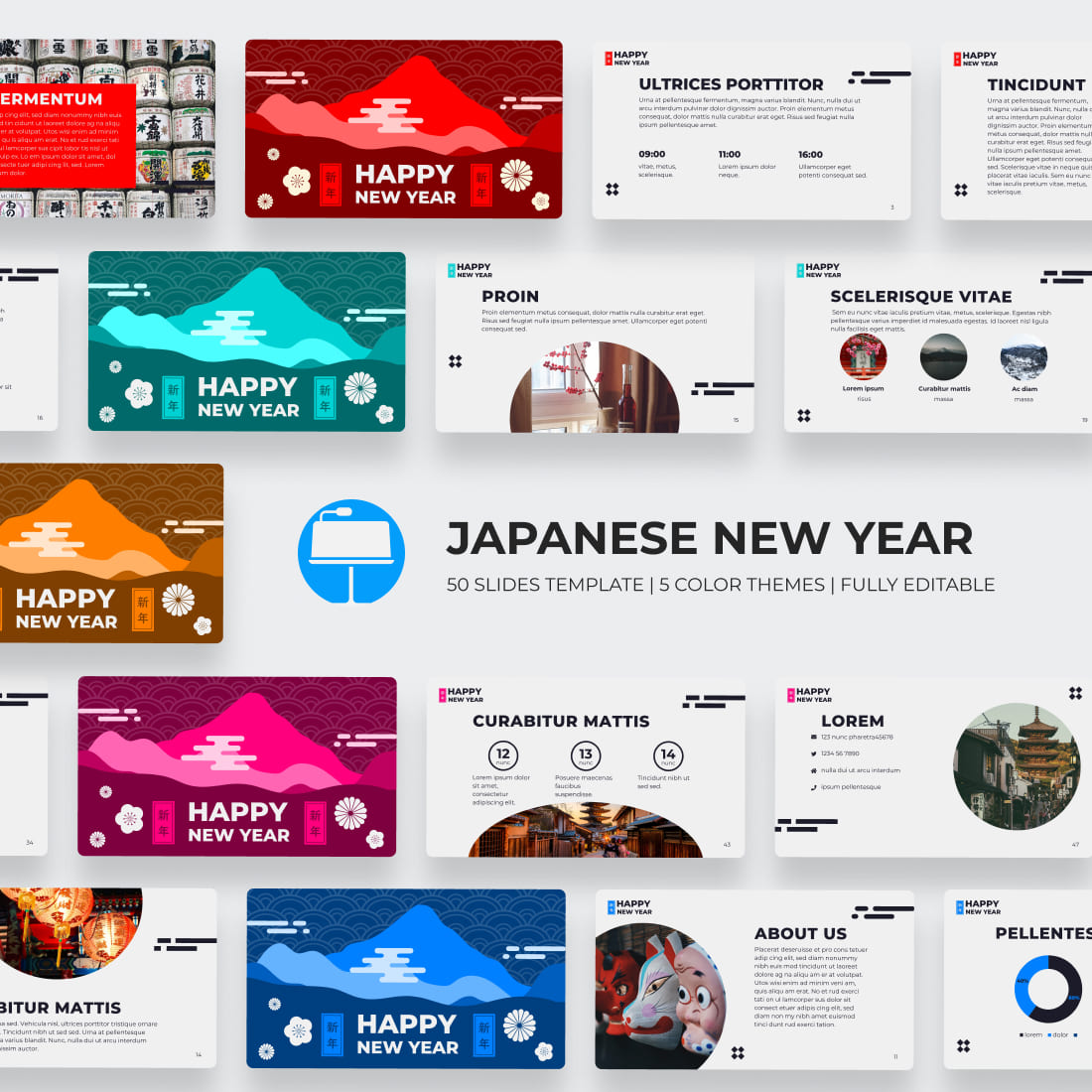 Japan New Year Keynote template main cover.