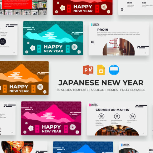 Japan New Year Presentation Template main cover.