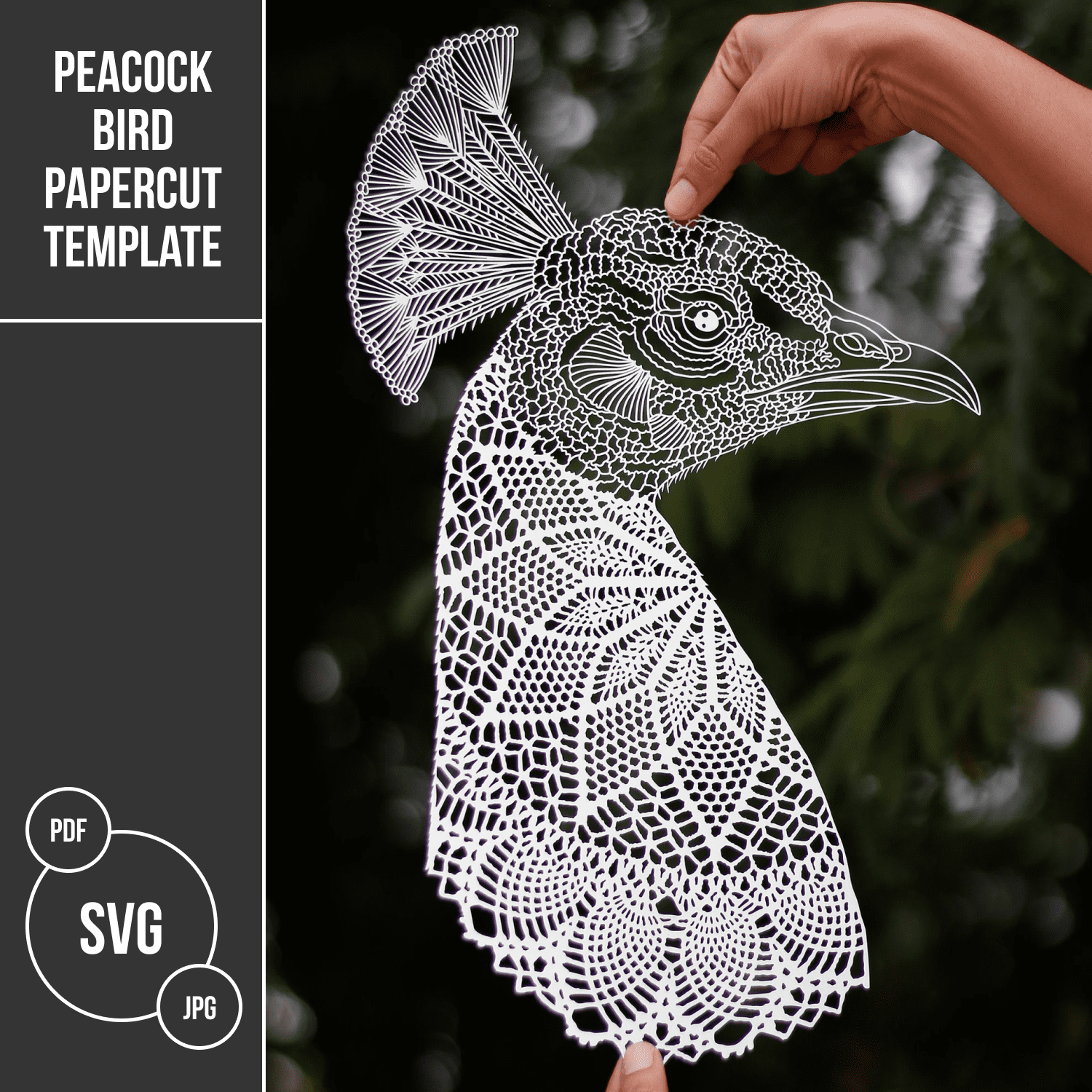 Peacock bird Papercut Template.