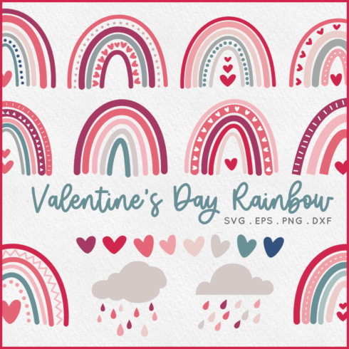 Valentine's Day Boho Rainbow SVG bundle .