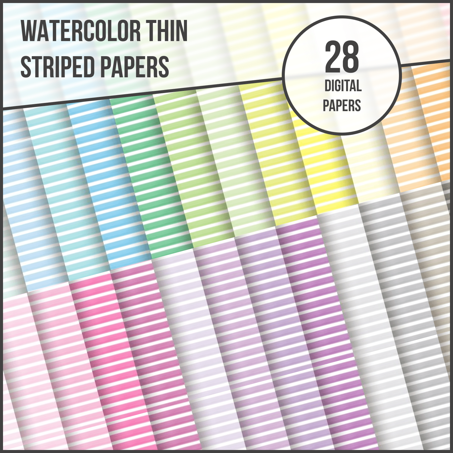Watercolor Thin Striped Papers.