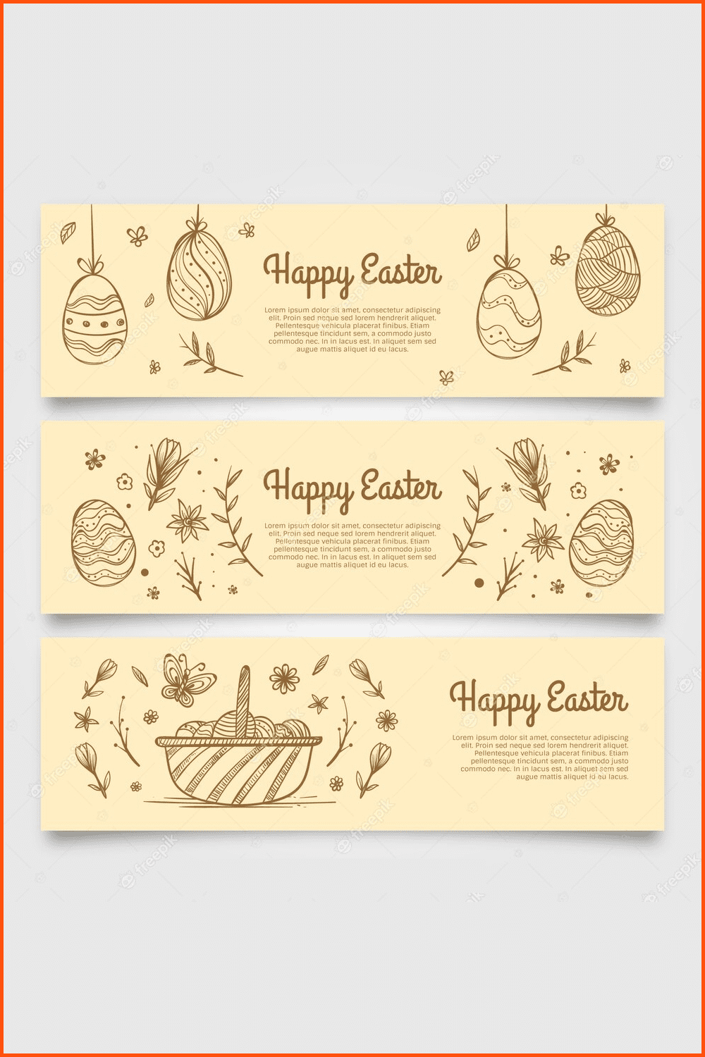 Banners sketches easter eggs.