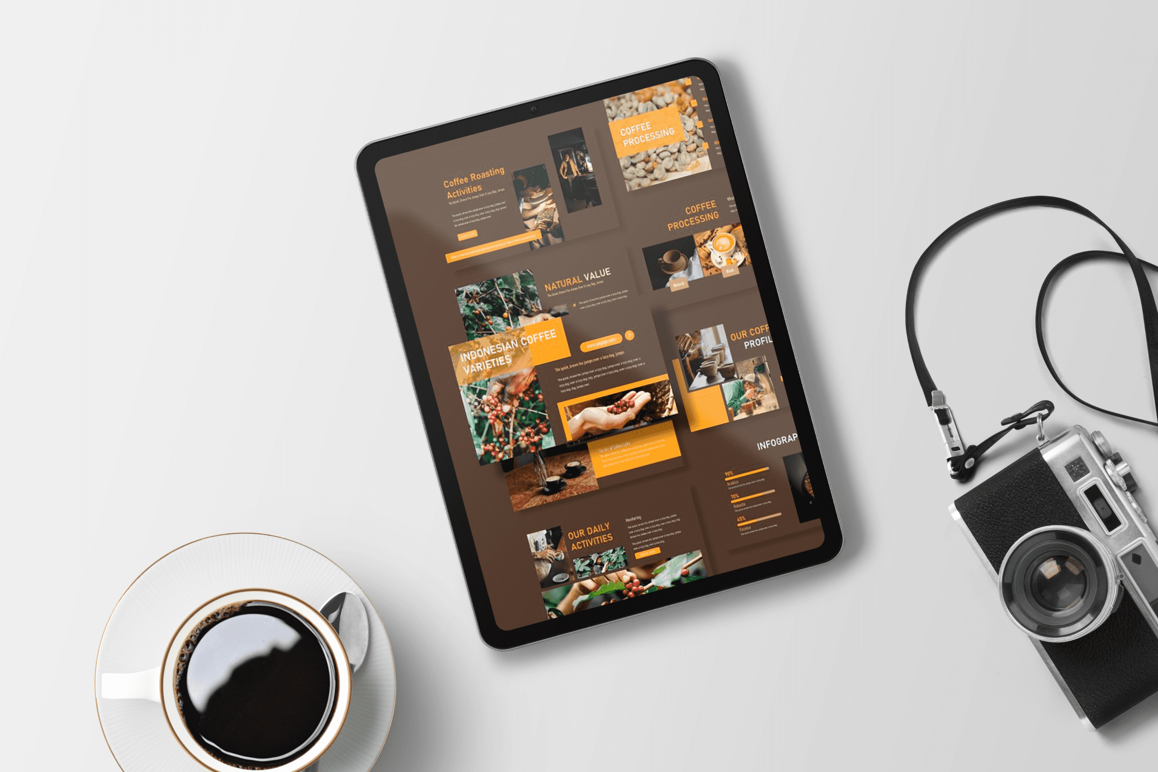 Coffee More - Google Slide Template - Mockup on Tablet.