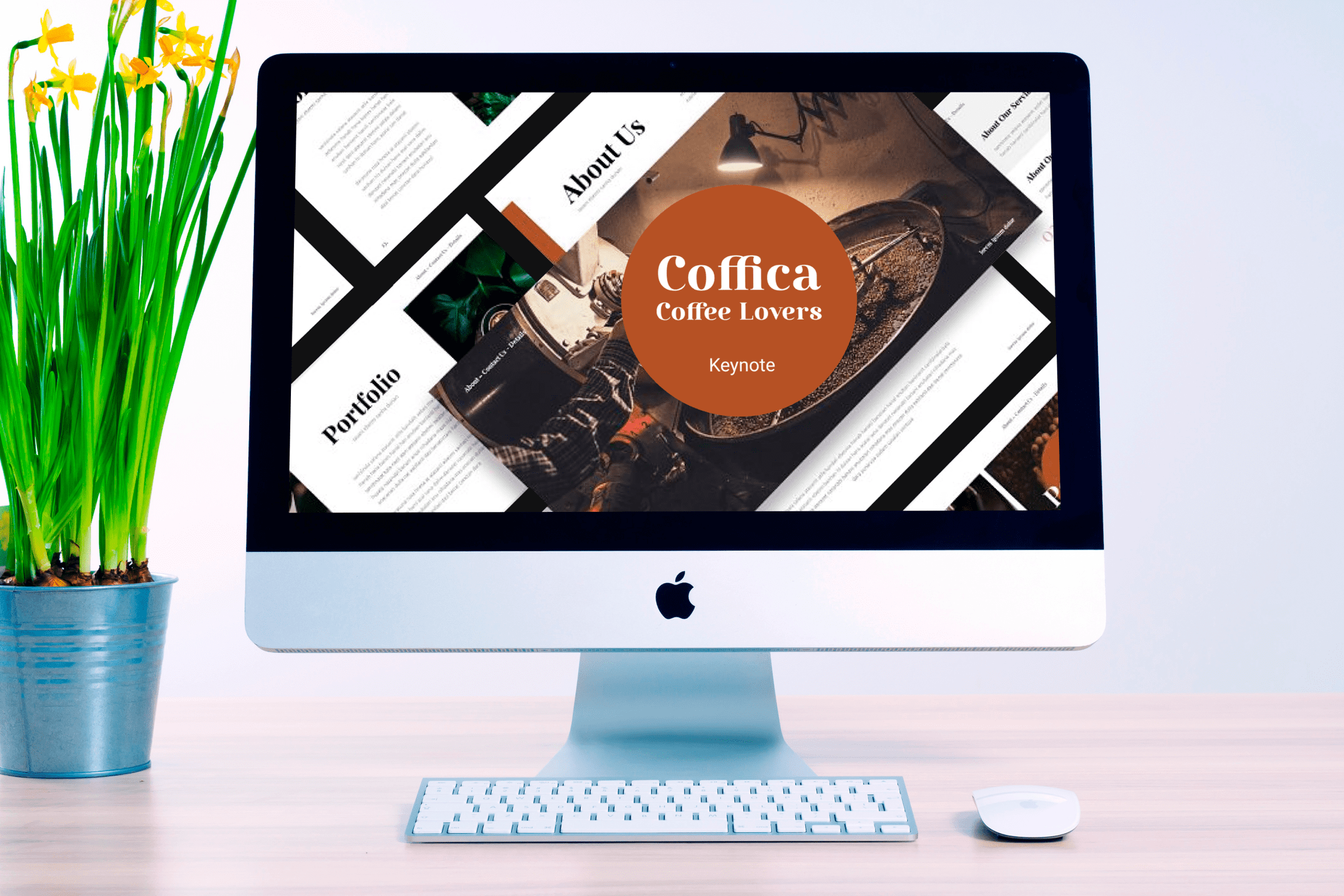 Desktop option of the Coffica - Coffee Lovers Keynote.
