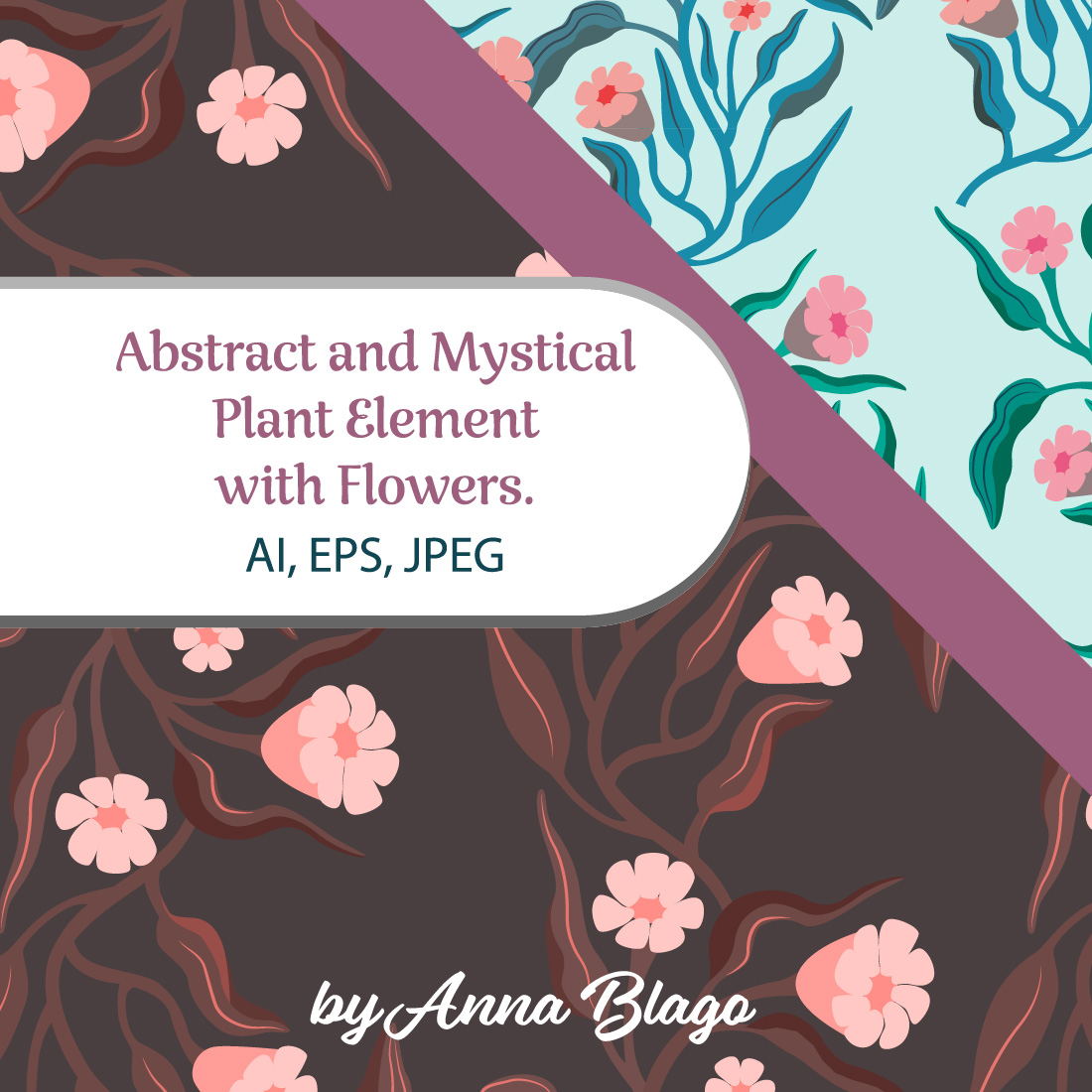 10 seamless patterns. abstract and mystical element with flowers. preview