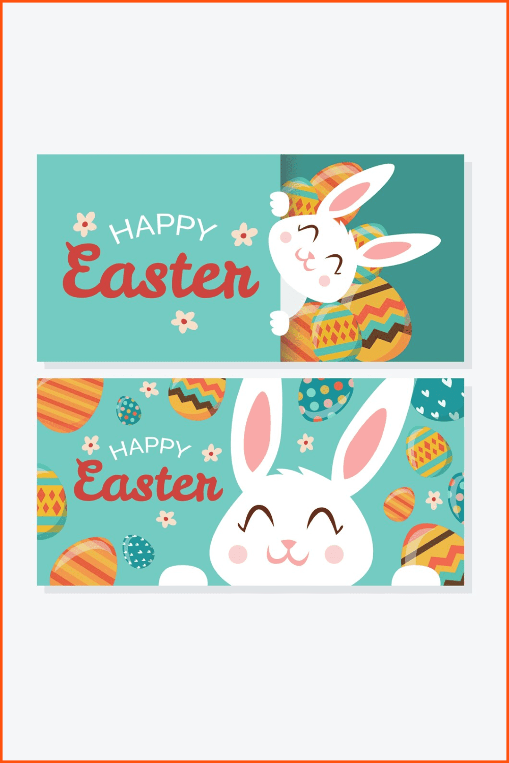 Cute easter bunny happy banners.