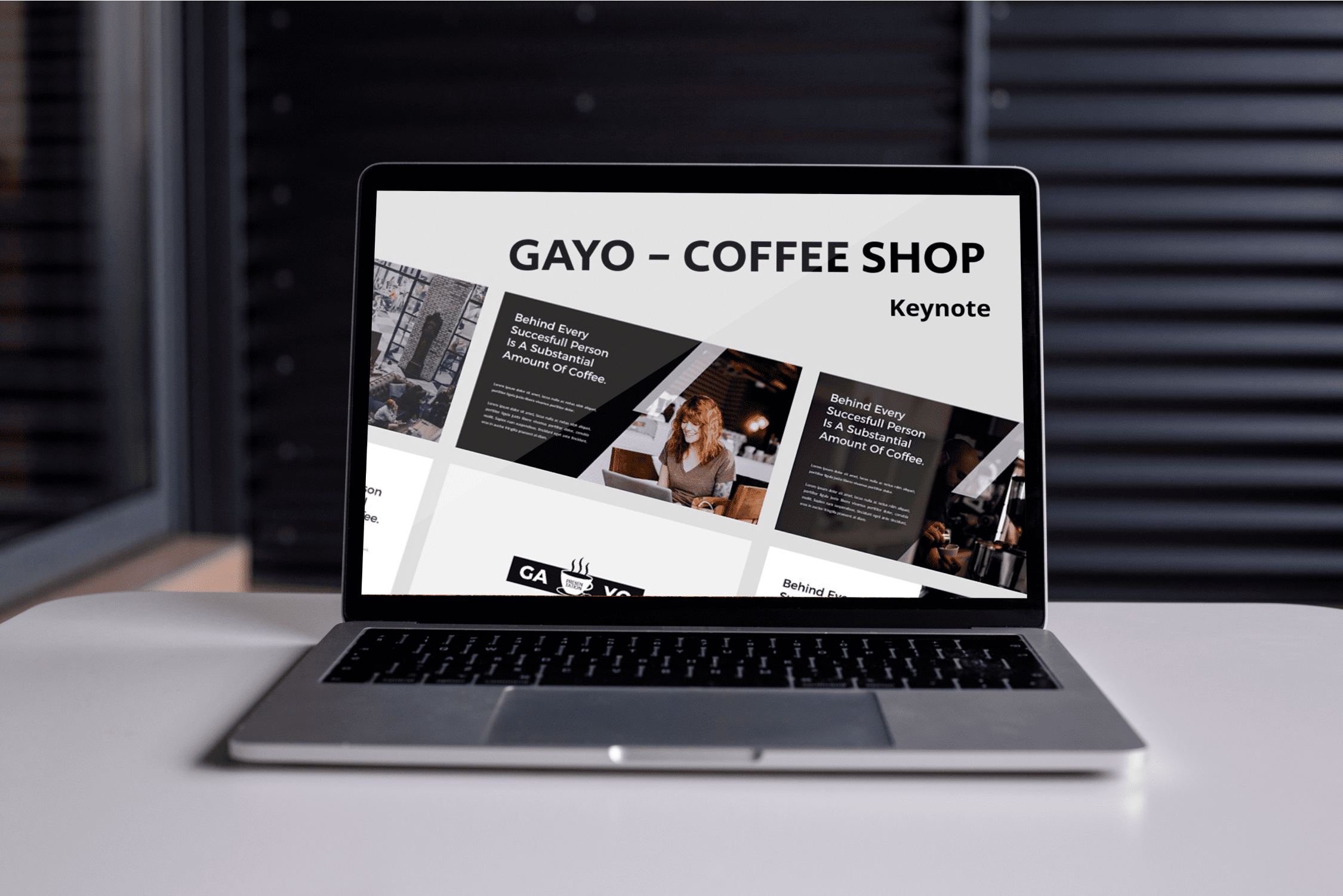 Laptop option of the Gayo - Coffee Shop Keynote.