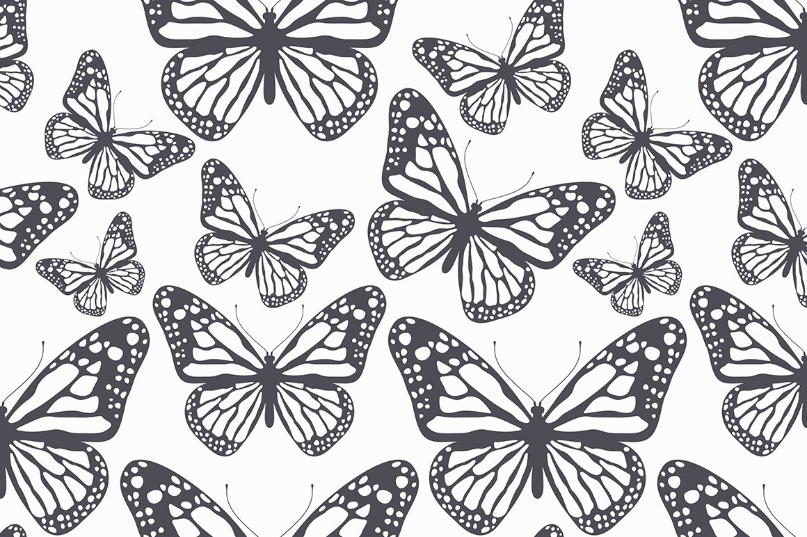 Butterflies. Seamless Patterns Set.
