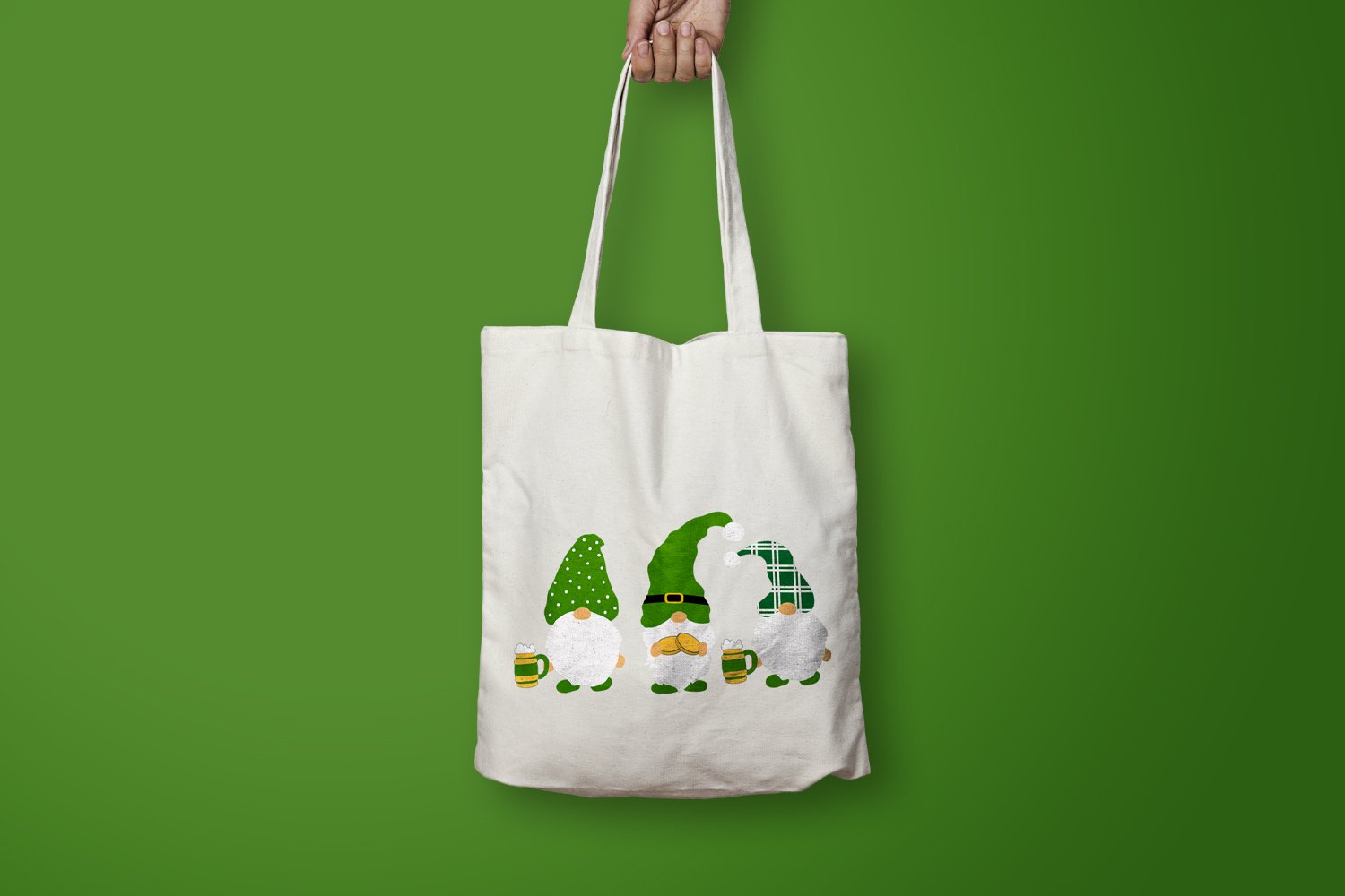 Eco bag with green gnome.