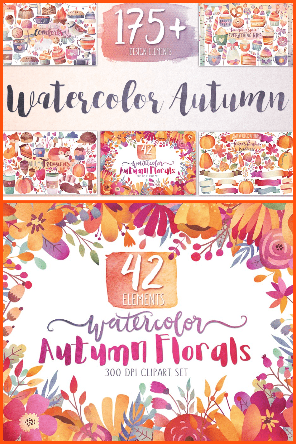 Watercolor Autumn & Winter Bundle.