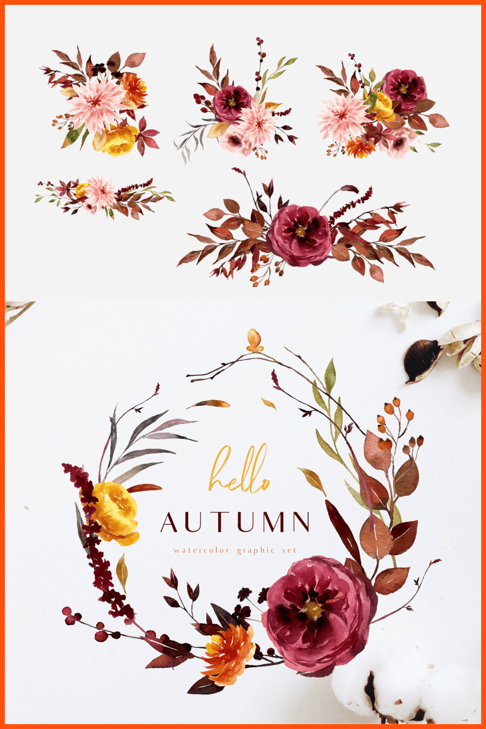 Hello autumn – watercolor collection.
