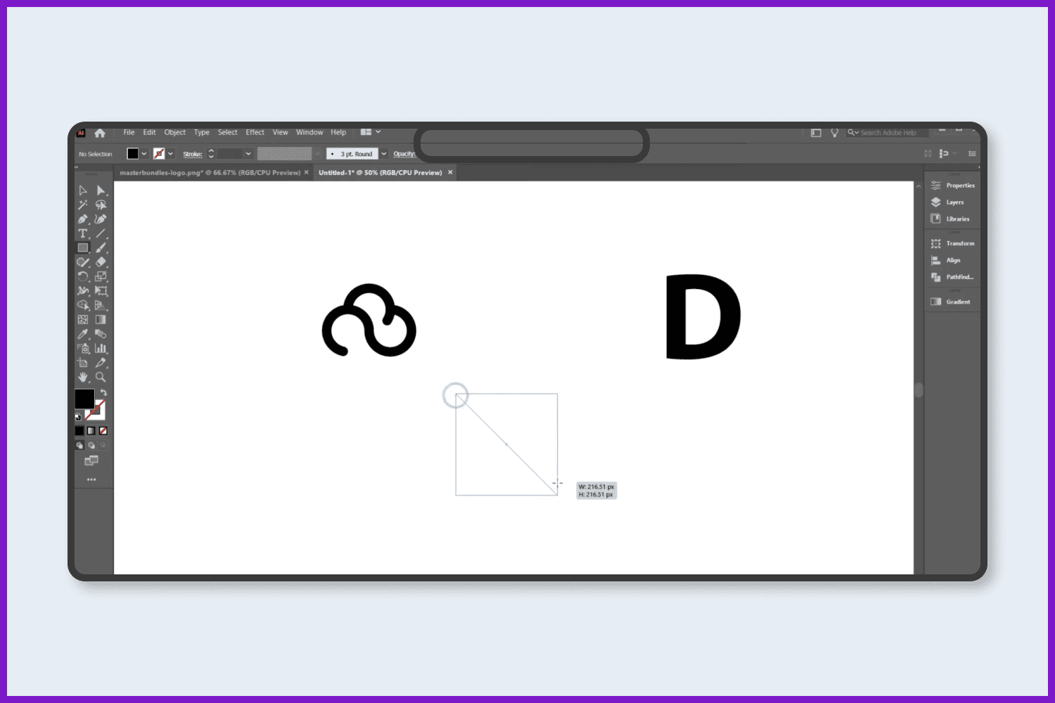 Take the Rectangular tool and draw a square.