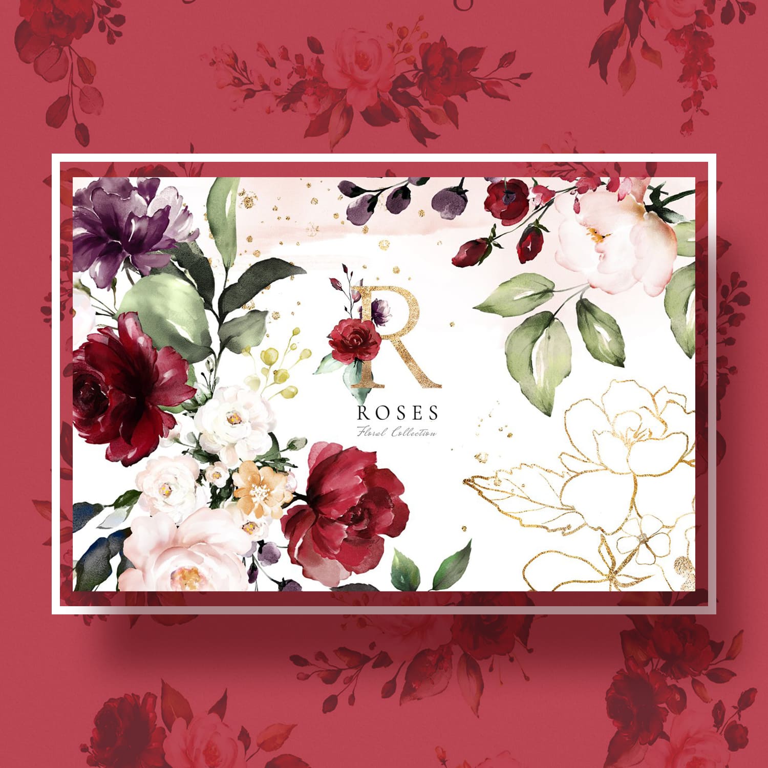 Roses. Watercolor Floral Collection main cover.