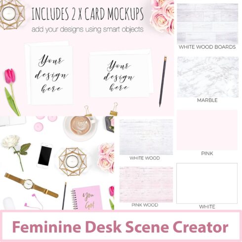 Feminine Desk Scene Creator.