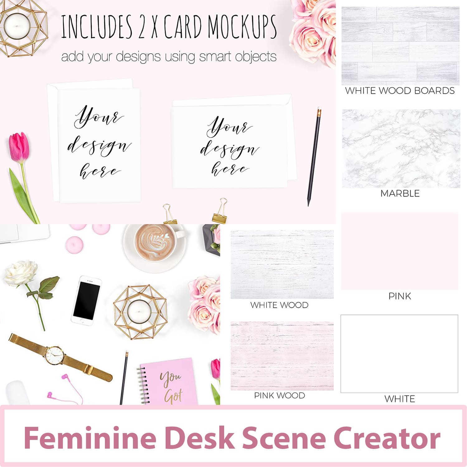 Feminine Desk Scene Creator.