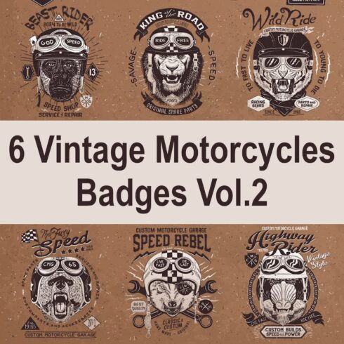 6 Vintage Motorcycles Badges Vol.2 main cover.