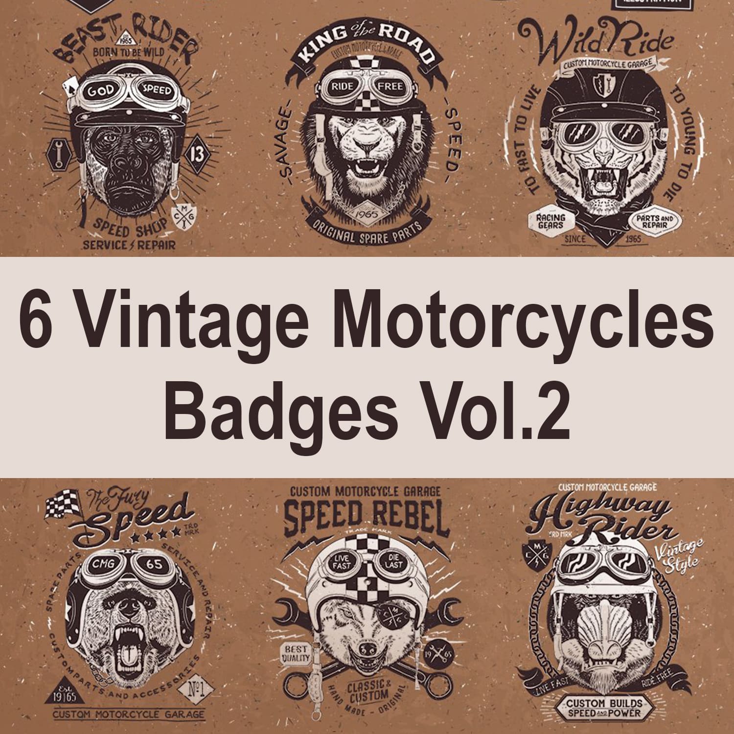 6 Vintage Motorcycles Badges Vol.2 main cover.